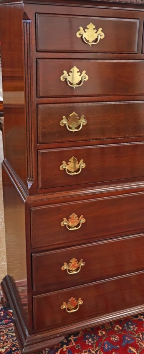 Dresser with ornate batwing brass pulls