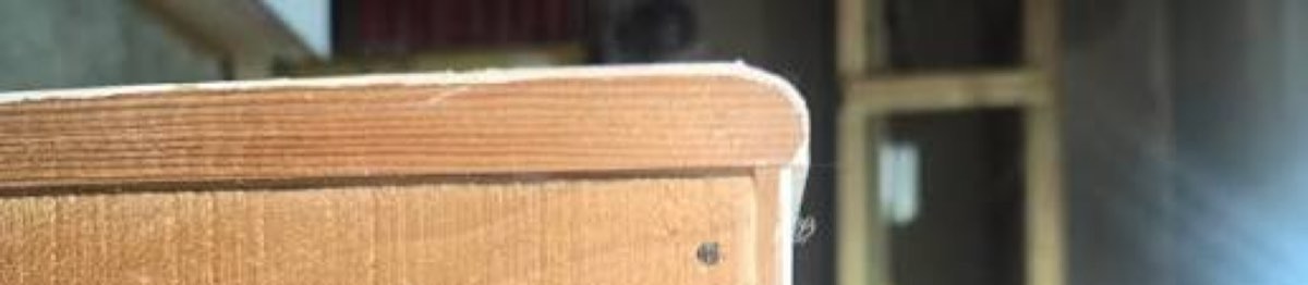Close-up of the back edge showing the veneer layer over the base wood