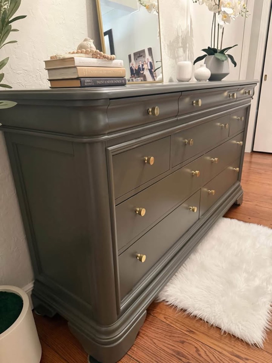 Bassett sleigh dresser after restoration