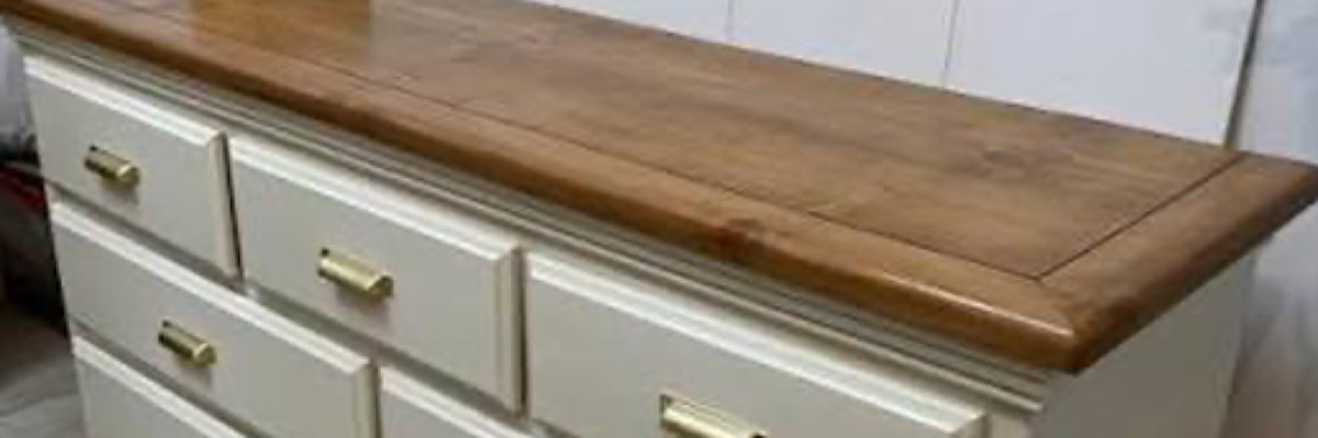 Painted dresser body with a natural stained wood top